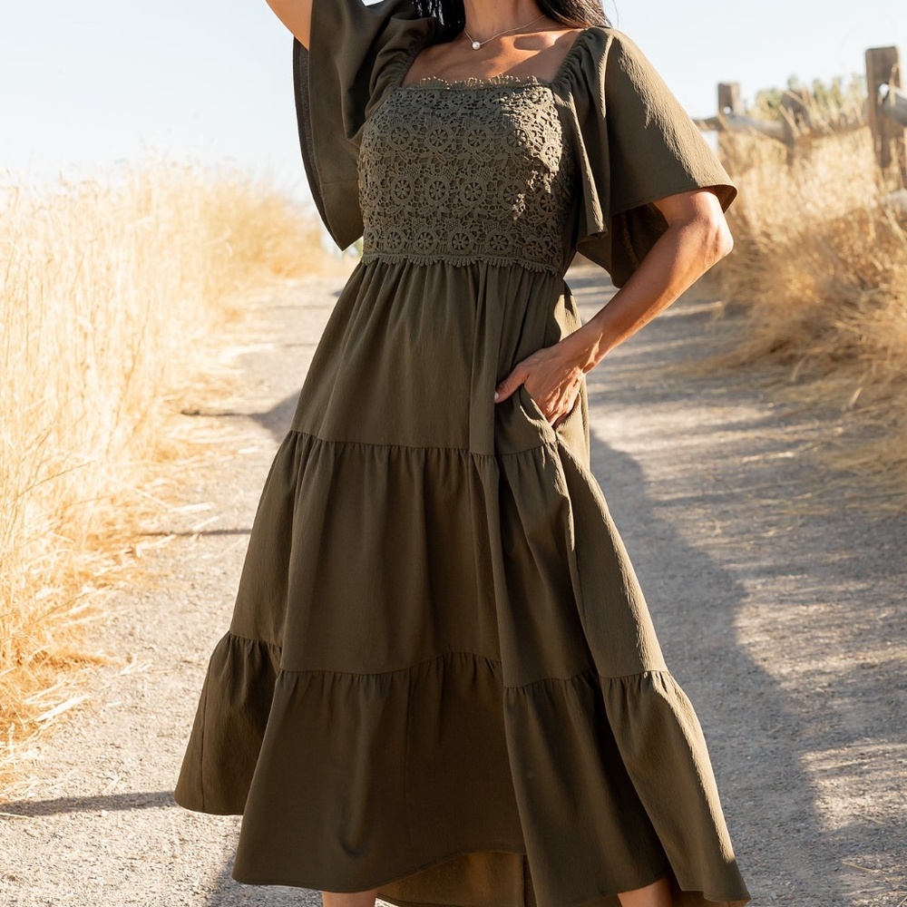 Baltic Born Fauna Lace Top Dress | Olive Size LL